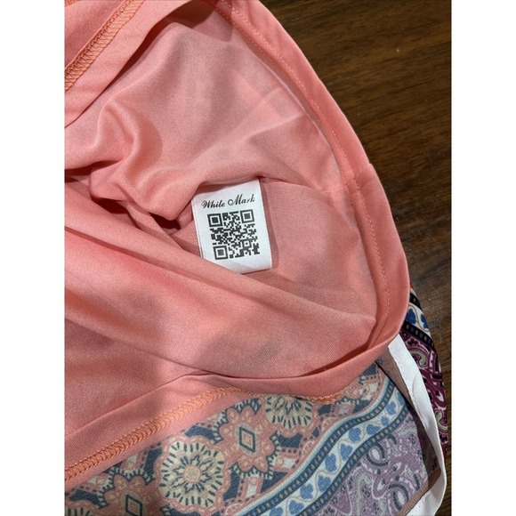 White Mark Dress Women Small Coral Flutter Sleeve V Neck Tie Back Tunic - Picture 5 of 12